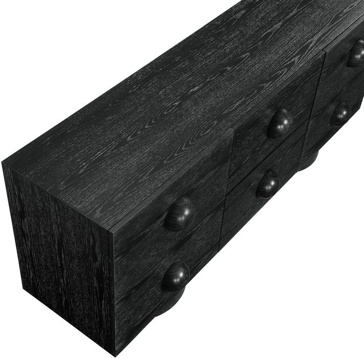 Meridian Furniture - Bubble Black Solid Wood And Oak Veneer Sideboard / Buffet - 77063Black - GreatFurnitureDeal
