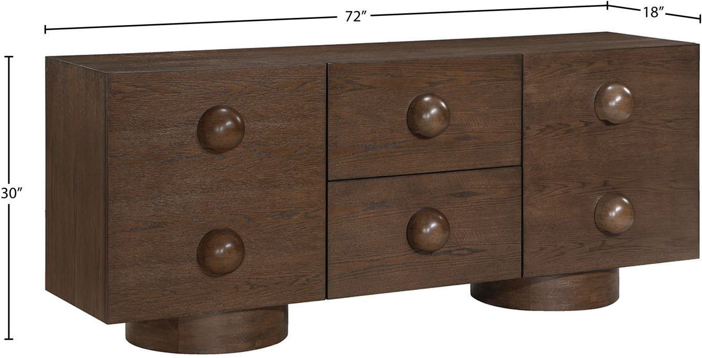 Meridian Furniture - Bubble Brown Solid Wood And Oak Veneer Sideboard / Buffet - 77063Brown - GreatFurnitureDeal