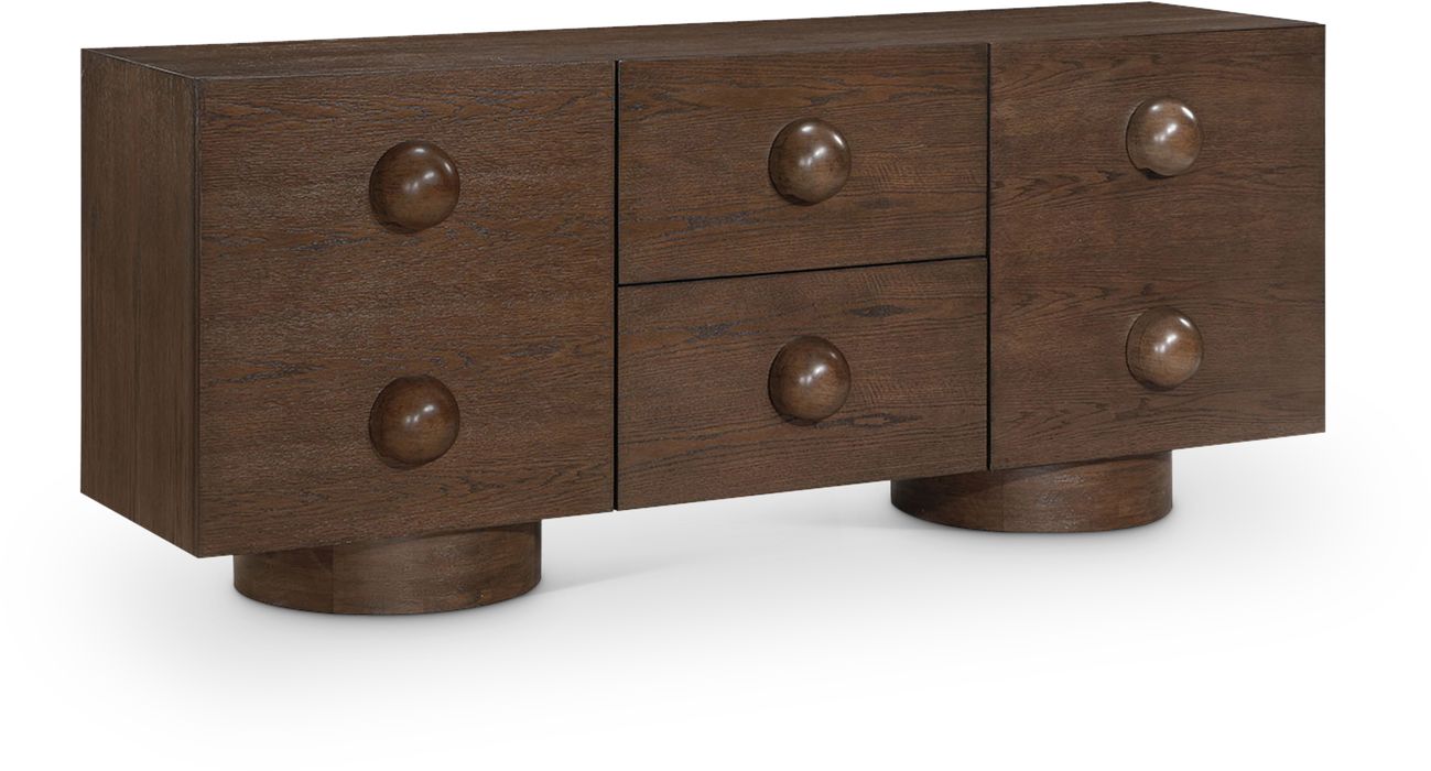 Meridian Furniture - Bubble Brown Solid Wood And Oak Veneer Sideboard / Buffet - 77063Brown - GreatFurnitureDeal