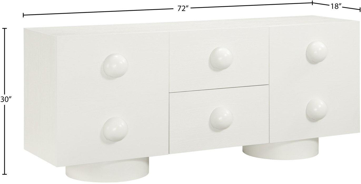 Meridian Furniture - Bubble Cream Solid Wood And Oak Veneer Sideboard / Buffet - 77063Cream - GreatFurnitureDeal