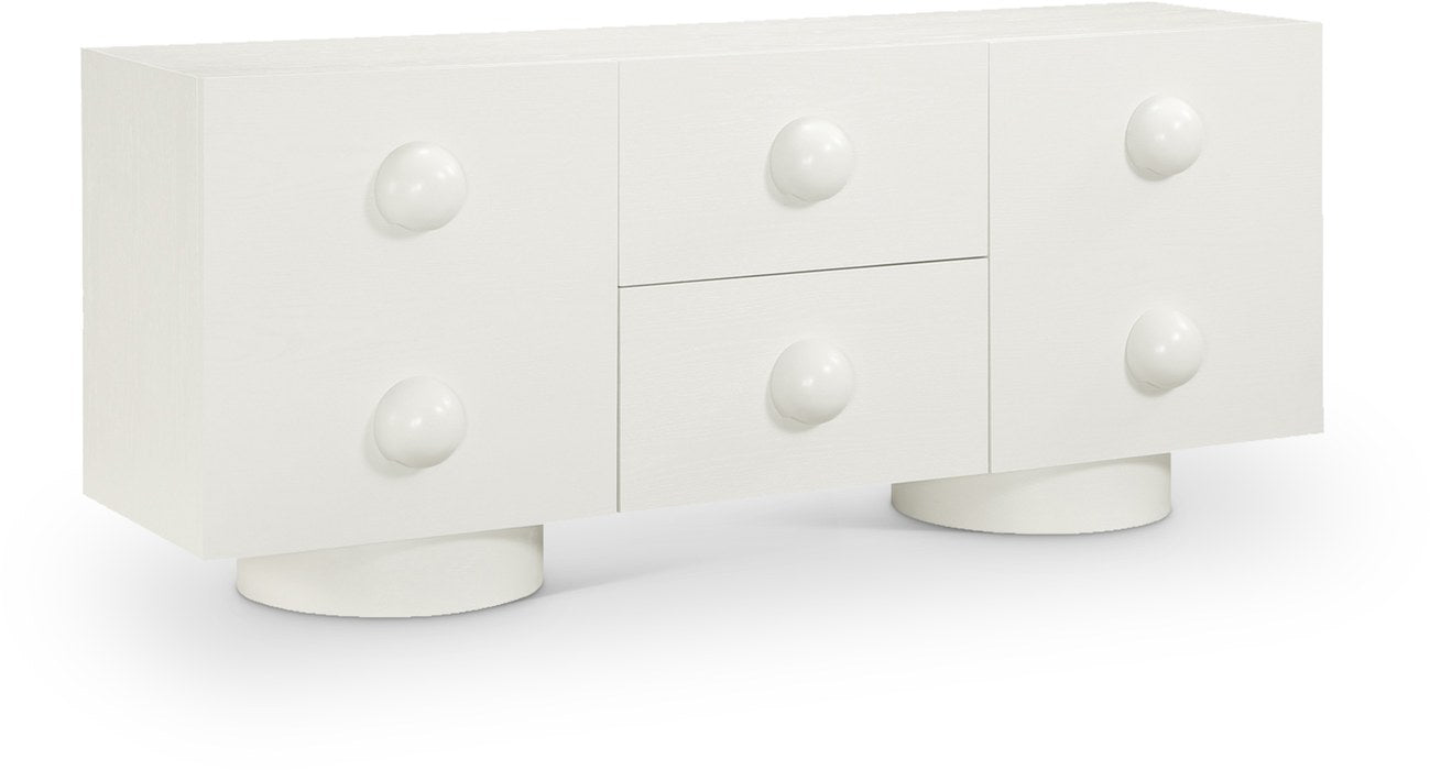 Meridian Furniture - Bubble Cream Solid Wood And Oak Veneer Sideboard / Buffet - 77063Cream - GreatFurnitureDeal