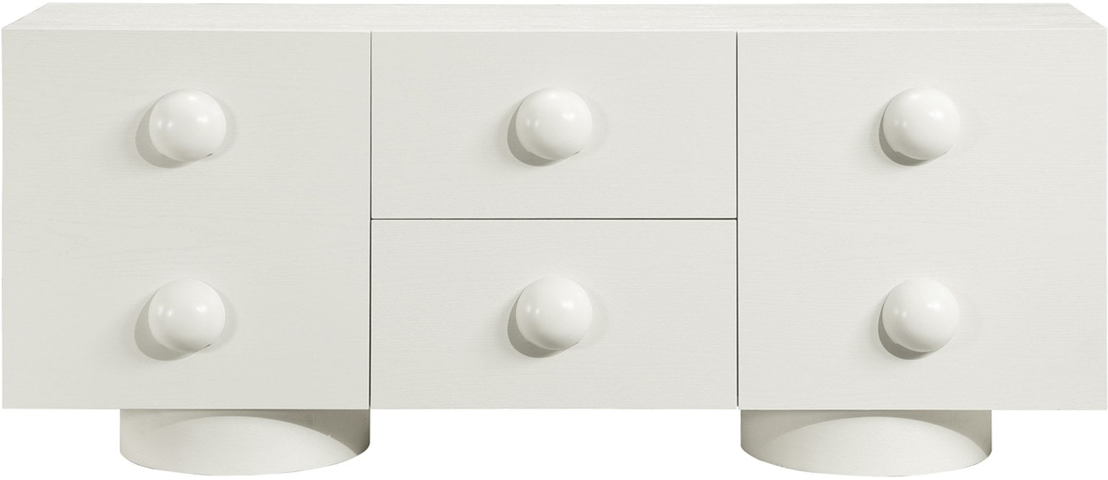 Meridian Furniture - Bubble Cream Solid Wood And Oak Veneer Sideboard / Buffet - 77063Cream - GreatFurnitureDeal