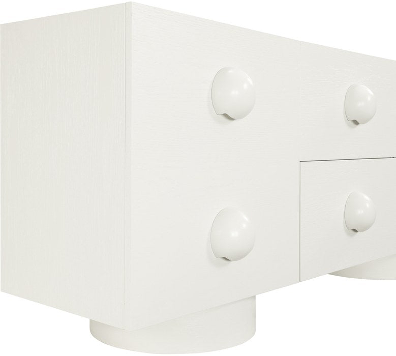 Meridian Furniture - Bubble Cream Solid Wood And Oak Veneer Sideboard / Buffet - 77063Cream - GreatFurnitureDeal