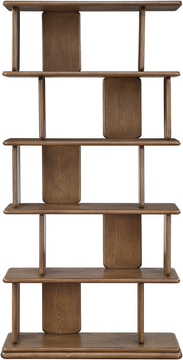 Meridian Furniture - Nexa Brown Solid Wood And Oak Veneer Bookcase - 77065Brown - GreatFurnitureDeal