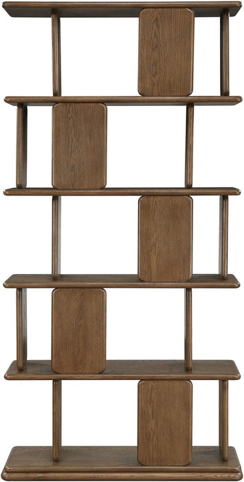 Meridian Furniture - Nexa Brown Solid Wood And Oak Veneer Bookcase - 77065Brown - GreatFurnitureDeal