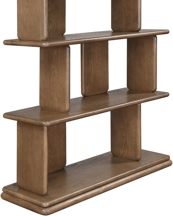 Meridian Furniture - Nexa Brown Solid Wood And Oak Veneer Bookcase - 77065Brown - GreatFurnitureDeal