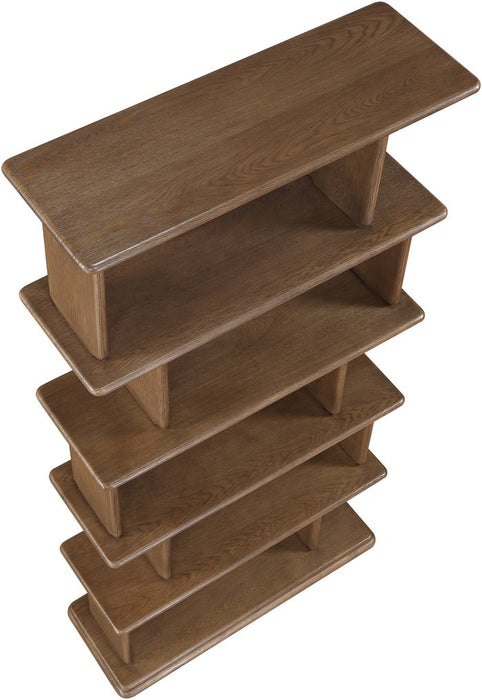 Meridian Furniture - Nexa Brown Solid Wood And Oak Veneer Bookcase - 77065Brown - GreatFurnitureDeal