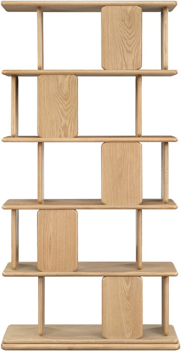 Meridian Furniture - Nexa Natural Solid Wood And Oak Veneer Bookcase - 77065Natural - GreatFurnitureDeal