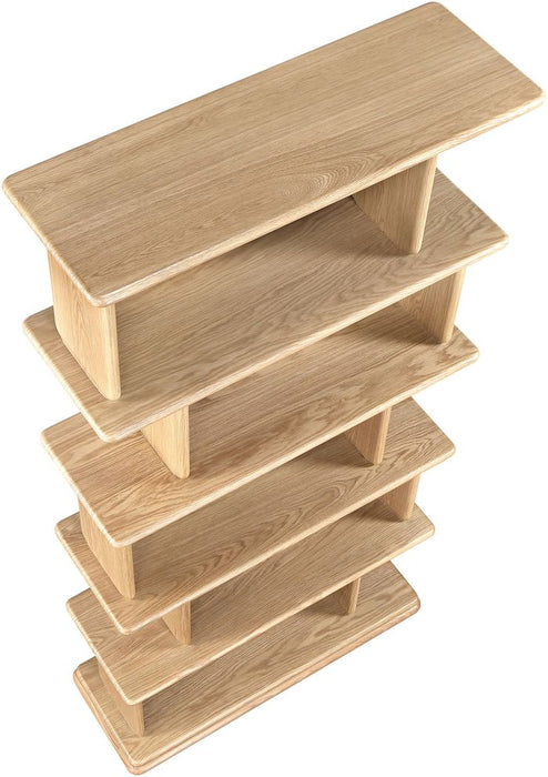 Meridian Furniture - Nexa Natural Solid Wood And Oak Veneer Bookcase - 77065Natural - GreatFurnitureDeal