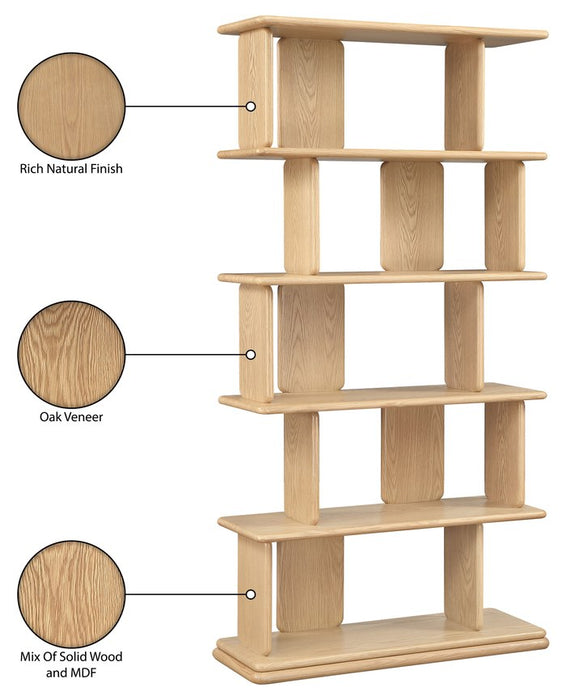 Meridian Furniture - Nexa Natural Solid Wood And Oak Veneer Bookcase - 77065Natural - GreatFurnitureDeal