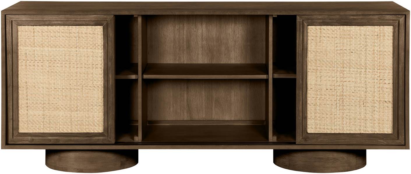 Meridian Furniture - Windsor Brown Solid Wood And Brown Cane Sideboard / Buffet - 77078Brown - GreatFurnitureDeal