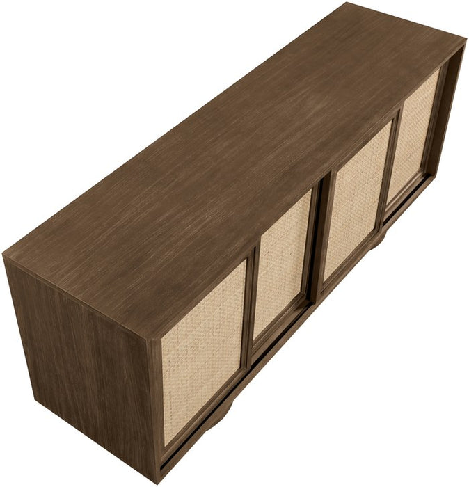 Meridian Furniture - Windsor Brown Solid Wood And Brown Cane Sideboard / Buffet - 77078Brown - GreatFurnitureDeal