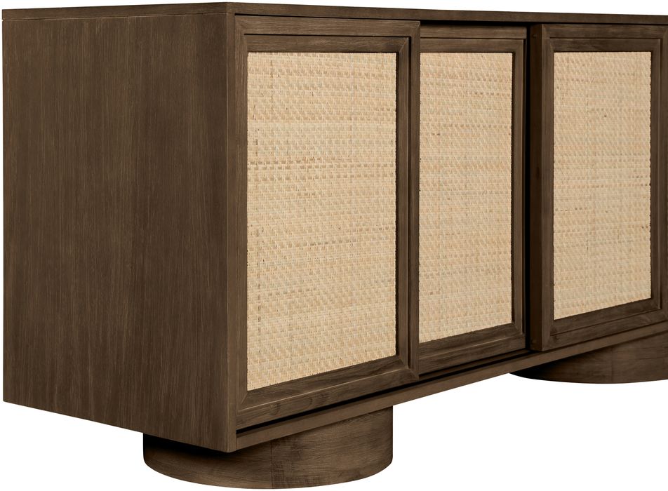 Meridian Furniture - Windsor Brown Solid Wood And Brown Cane Sideboard / Buffet - 77078Brown - GreatFurnitureDeal