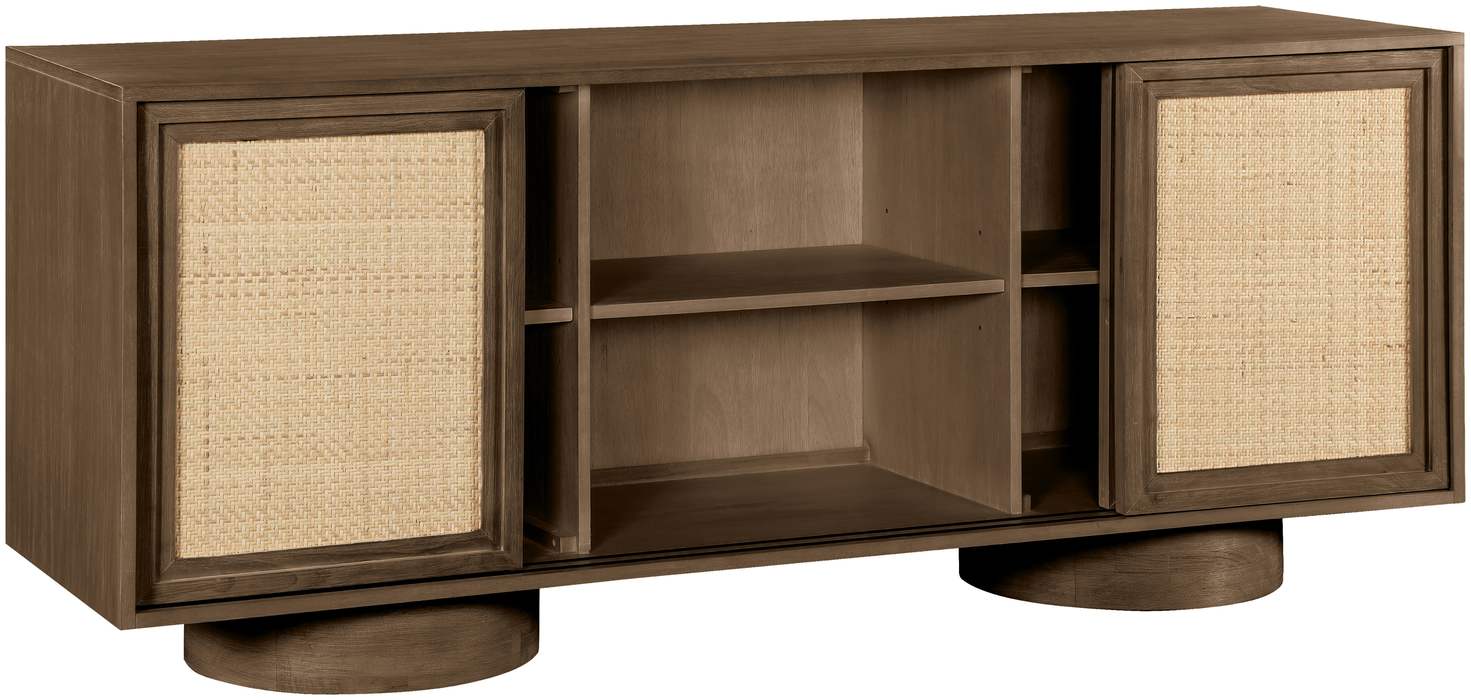 Meridian Furniture - Windsor Brown Solid Wood And Brown Cane Sideboard / Buffet - 77078Brown - GreatFurnitureDeal