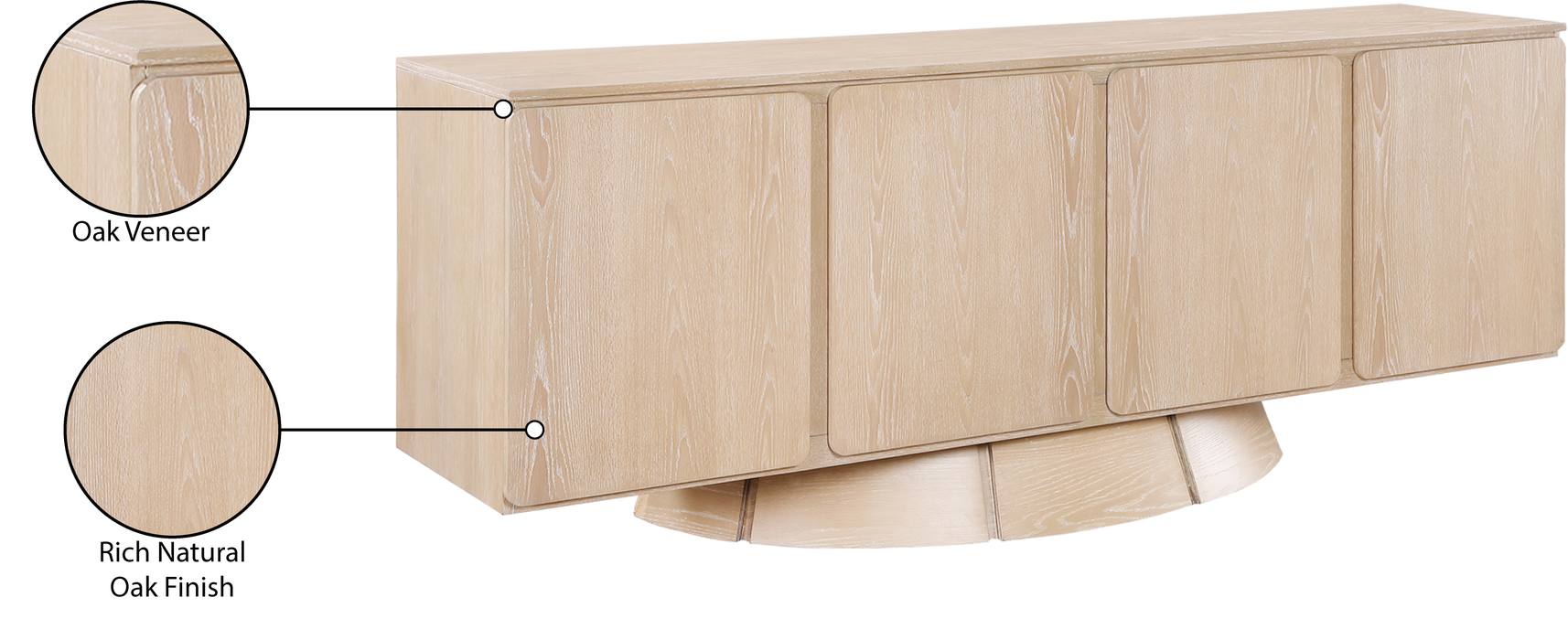 Meridian Furniture - Bellona Natural Oak Veneer Sideboard / Buffet - 77091Natural - GreatFurnitureDeal