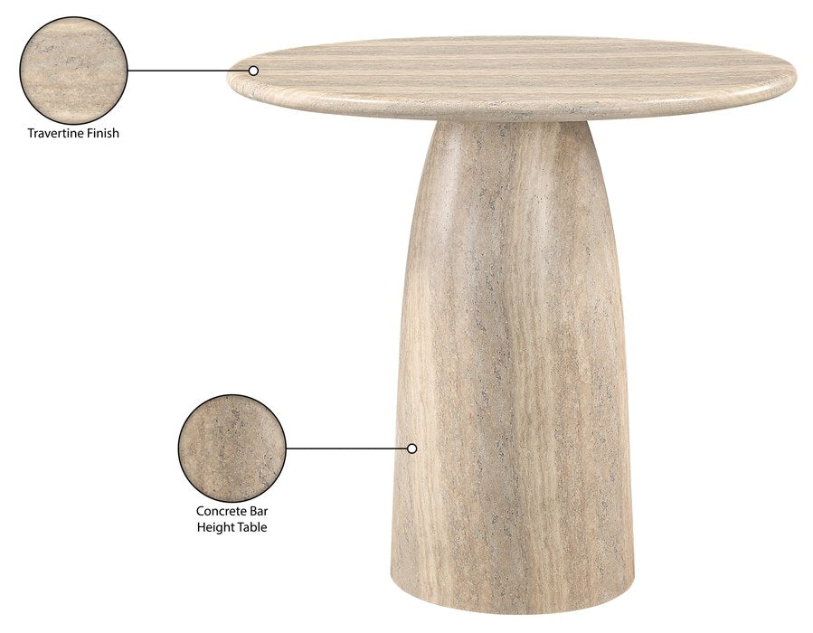 Meridian Furniture - Cosenza 42" Travertine Concrete Indoor/Outdoor Bar Table - 771Travertine-T42 - GreatFurnitureDeal