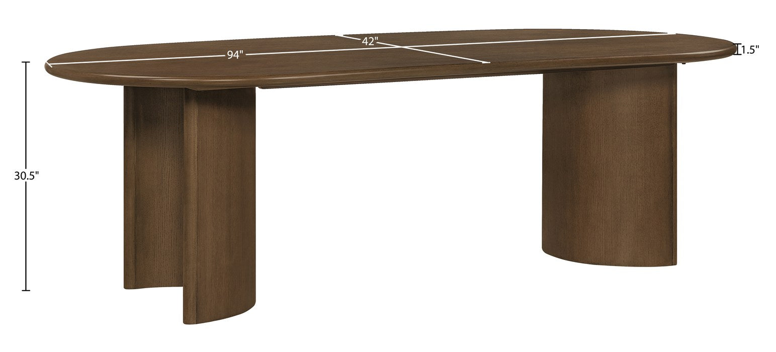 Meridian Furniture - Caldra 94" Brown Oak Veneer And Solid Wood Dining Table - 772Brown-T - GreatFurnitureDeal