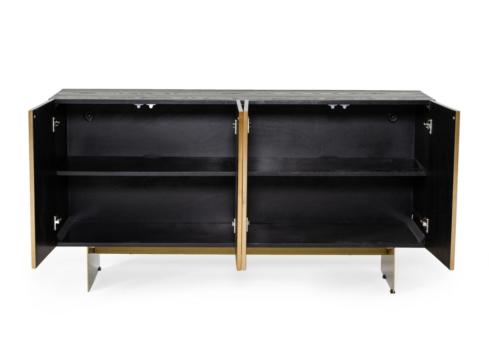 VIG Furniture - Modrest Perret Glam Black Ash & Brushed Brass Modern Buffet - VGGMW-1330A-BUFF - GreatFurnitureDeal