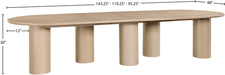 Meridian Furniture - Dolan 95.25" / 119.25" / 143.25" Oak Solid Wood And Oak Veneer Dining Table - 773Oak-T - GreatFurnitureDeal