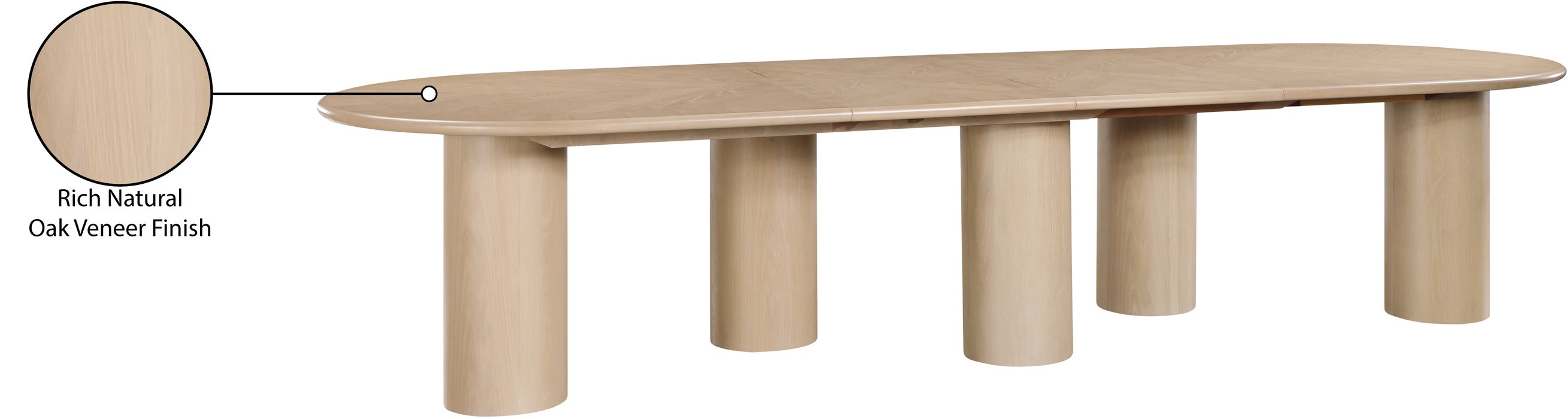 Meridian Furniture - Dolan 95.25" / 119.25" / 143.25" Oak Solid Wood And Oak Veneer Dining Table - 773Oak-T - GreatFurnitureDeal