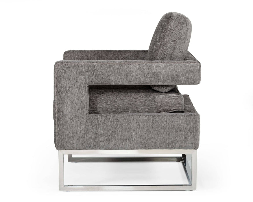 VIG Furniture - Modrest Edna Modern Dark Grey Fabric Accent Chair - VGRHRHS-AC-201-GRY - GreatFurnitureDeal