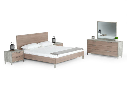 VIG Furniture - Nova Domus Boston Modern Brown Oak & Brushed Stainless Steel Eastern King Bed - VGANBOSTON-BED-EK - GreatFurnitureDeal