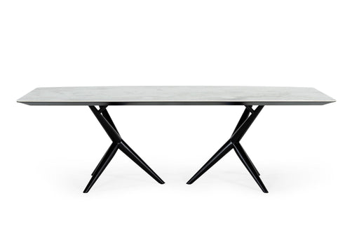 VIG Furniture - Modrest Stetson Modern White Ceramic & Smoked Ash Dining Table - VGCSDT-20046-WHT-DT - GreatFurnitureDeal