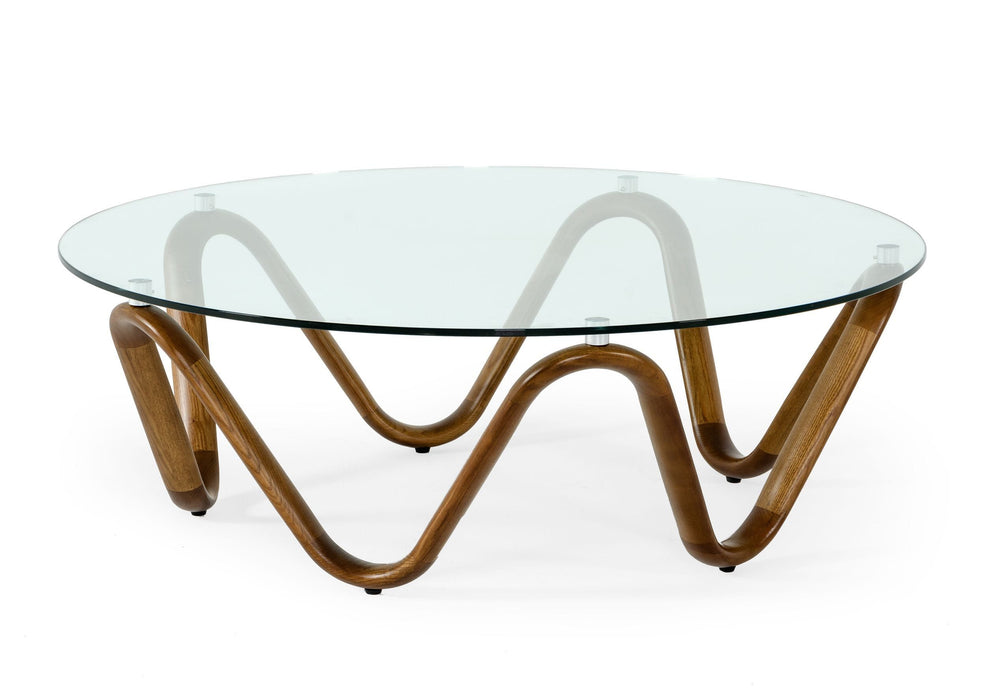 VIG Furniture - Modrest Lassen Modern Glass & Walnut Coffee Table - VGCSCT-20048-WAL-CT
