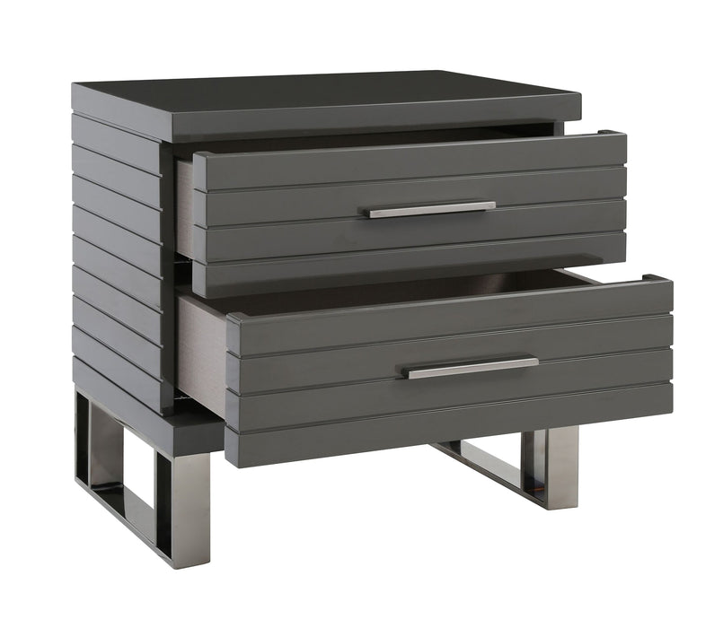 VIG Furniture - Modrest Splendor Grey High Gloss Slatted Nightstand - VGVCN20256-GRY-NS