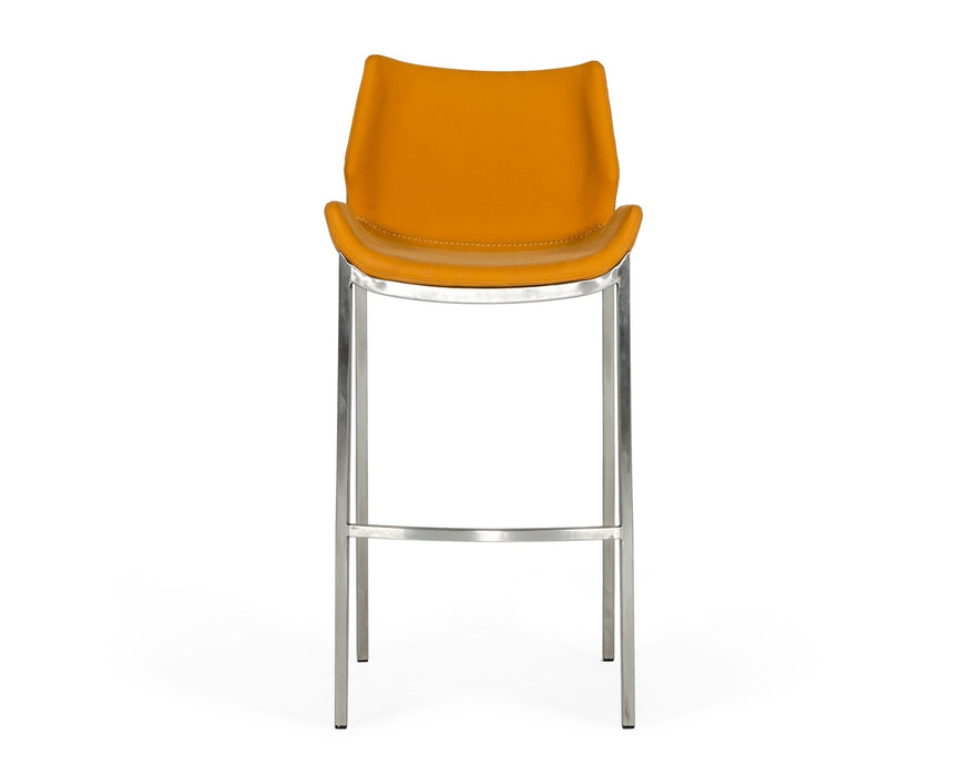 VIG Furniture - Modrest Dave Modern Orange Leatherette Bar Stool (Set of 2) - VGHR5368/B-ORG-BS - GreatFurnitureDeal