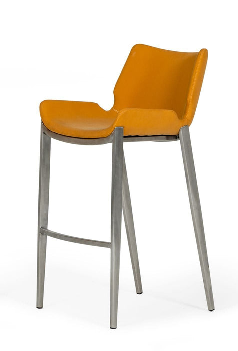 VIG Furniture - Modrest Dave Modern Orange Leatherette Bar Stool (Set of 2) - VGHR5368/B-ORG-BS - GreatFurnitureDeal