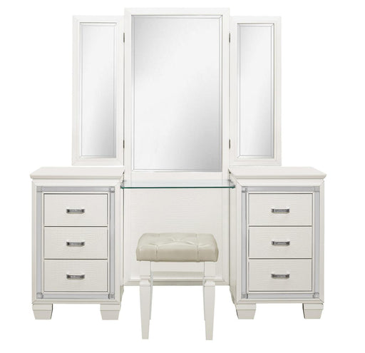Homelegance - Allura Vanity Dresser with Mirror with Stool in White - 1916W-15-14 - GreatFurnitureDeal
