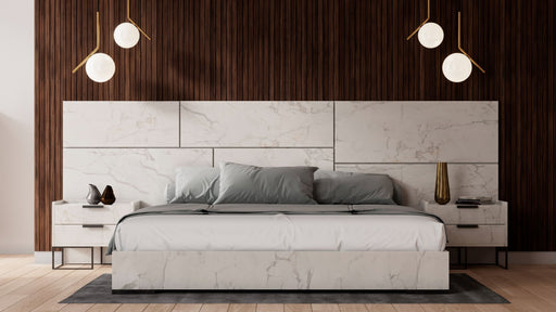 VIG Furniture - Nova Domus Marbella Italian Modern White Faux Marble Eastern King Bed Set - VGACMARBELLA-SET-WHT-EK - GreatFurnitureDeal