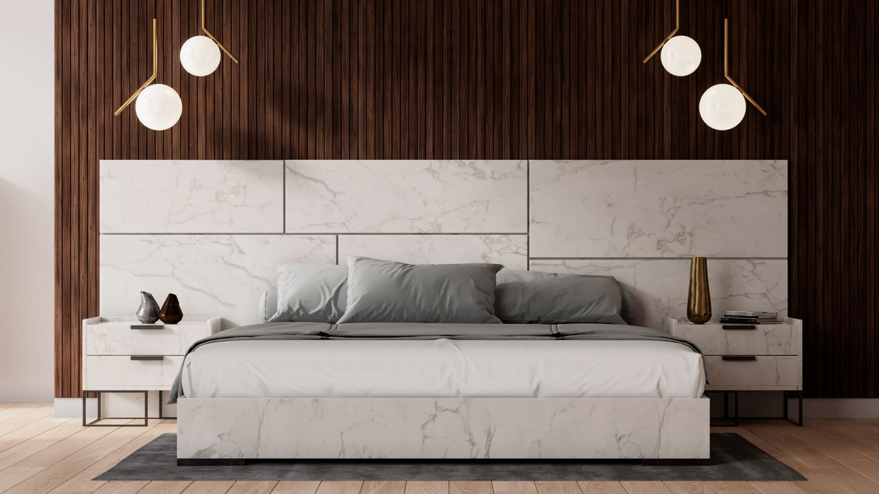 VIG Furniture - Nova Domus Marbella Italian Modern White Faux Marble Califonia King Bed Set - VGACMARBELLA-SET-WHT-CK
