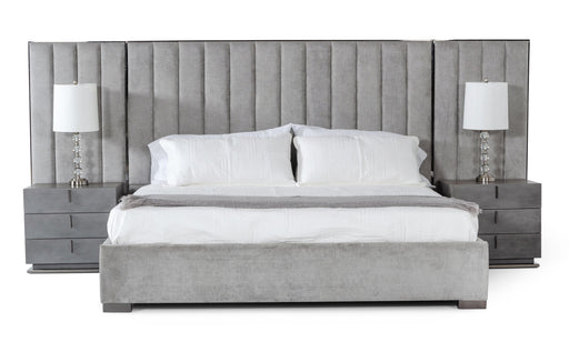 VIG Furniture - Modrest Buckley Grey & Black Stainless Steel Eastern King Bedroom Set - VGVC2003-SET-EK - GreatFurnitureDeal