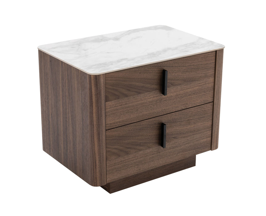VIG Furniture - Modrest Chelton Contemporary White Ceramic & Walnut Nightstand - VGHB351U-WAL-NS