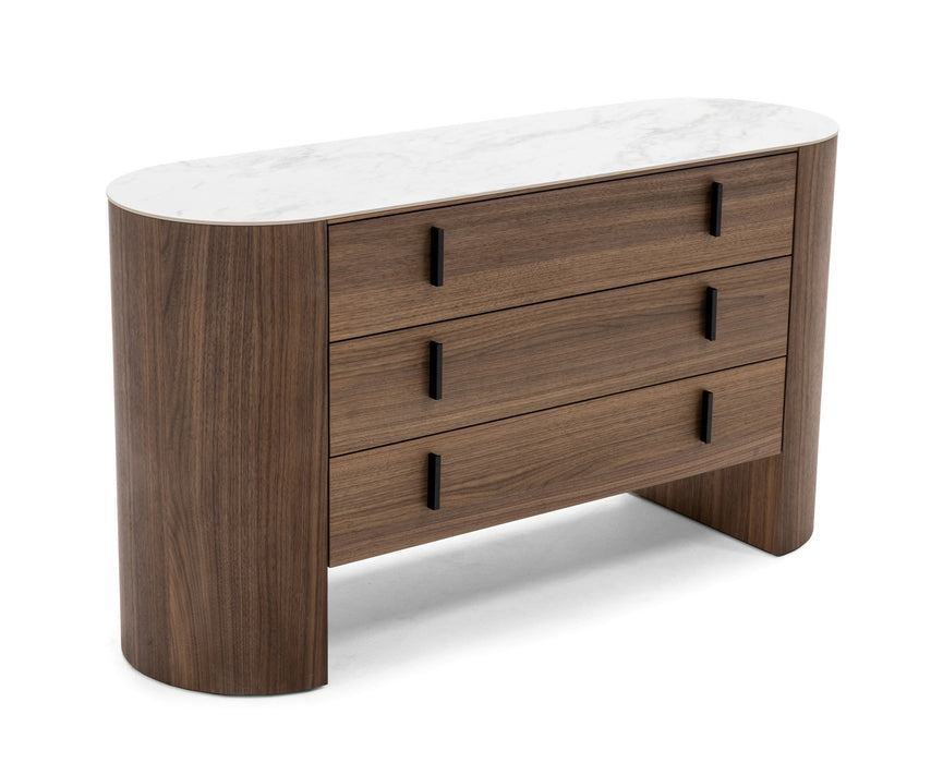 VIG Furniture - Modrest Chelton Contemporary White Ceramic & Walnut Dresser - VGHB351C-WAL-DRS