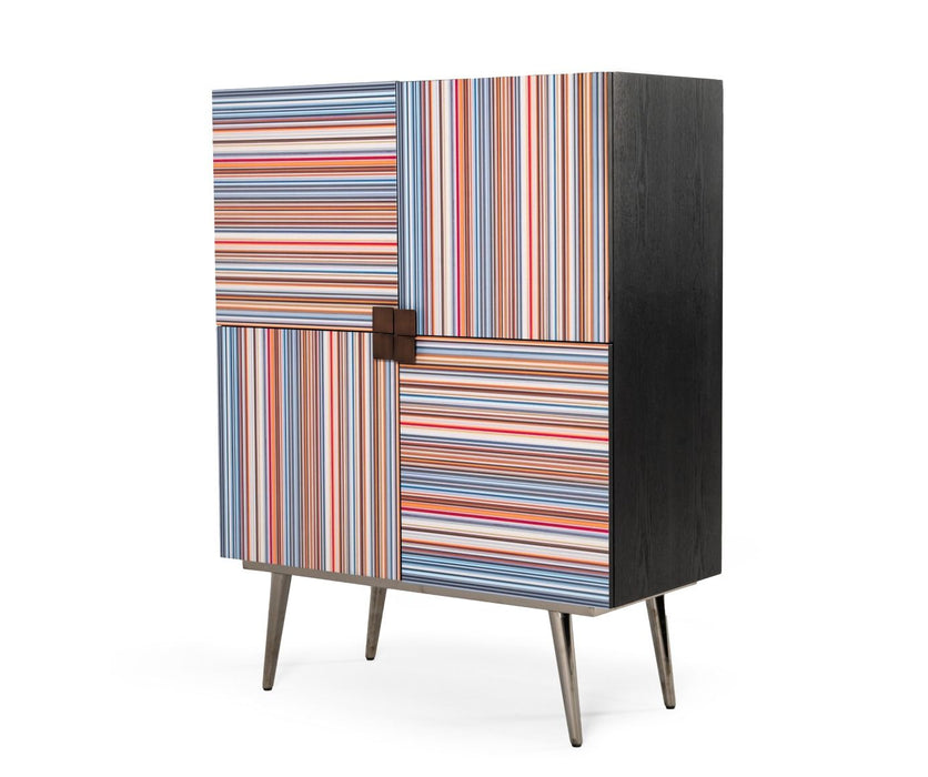 VIG Furniture - Modrest Macoy Modern Multicolor and Black Ash Wine Cabinet - VGVCGR2008-WINE
