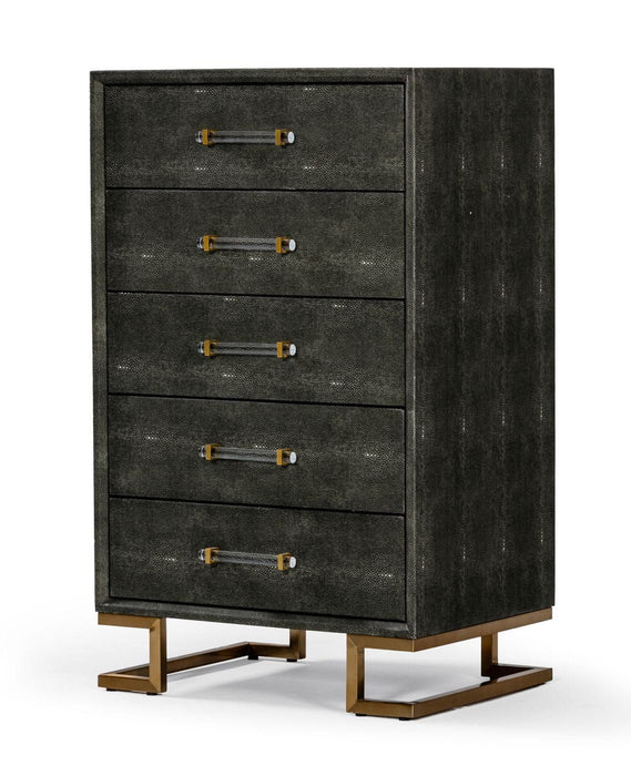 VIG Furniture - Modrest Howard Modern Shagreen Grey Leatherette & Gold Chest - VGGMCHD-1528-5-CHEST
