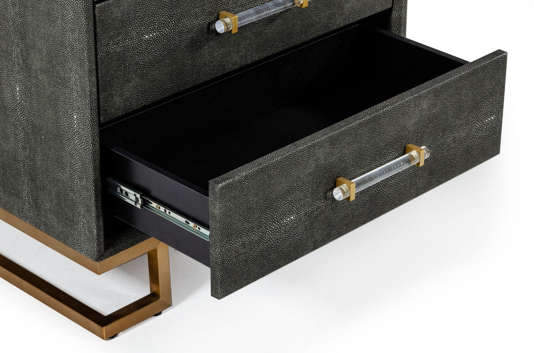VIG Furniture - Modrest Howard Modern Shagreen Grey Leatherette & Gold Chest - VGGMCHD-1528-5-CHEST