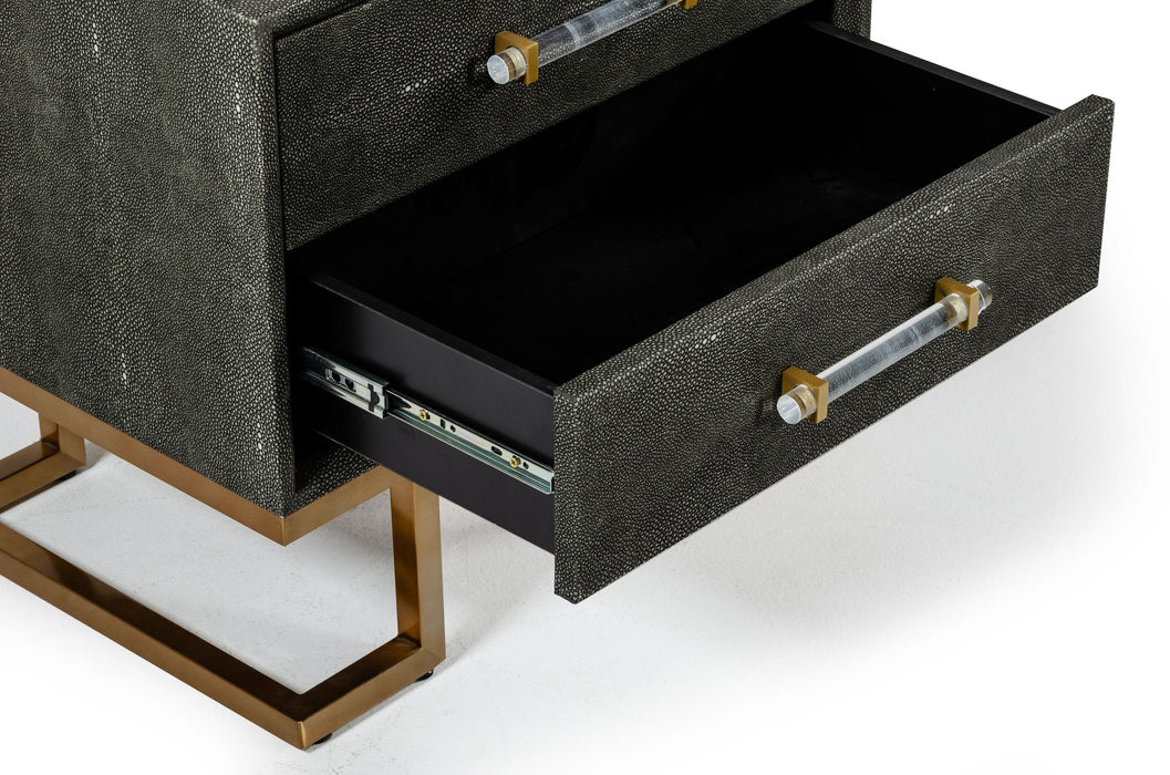 VIG Furniture - Modrest Howard Modern Shagreen Grey Leatherette & Gold Nightstand - VGGMBEC-1528-GRY-NS - GreatFurnitureDeal