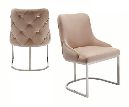 VIG Furniture - Modrest Daria - Modern Beige Velvet and Stainless Steel Dining Chair (Set of 2) - VGZA-Y632-BG-DC - GreatFurnitureDeal