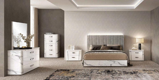 ESF Furniture - Anna 6 Piece King Bedroom Set in White-Grey - ANNASTATUSKS-6SET - GreatFurnitureDeal
