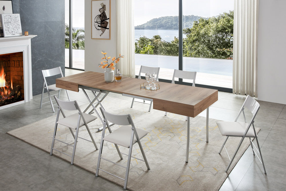 ESF Furniture - 2479 - 7 Piece Dining Table Set in Silvery - 2479TABLE-7SET