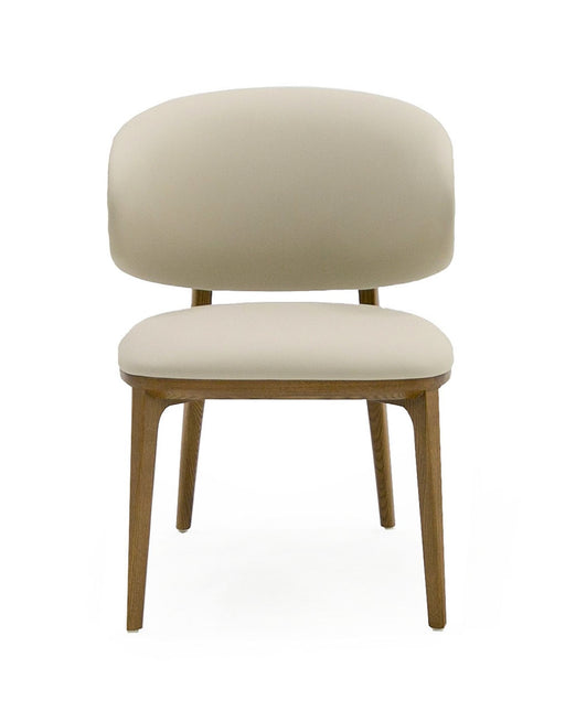VIG Furniture - Modrest Chance Contemporary Cream Fabric and Brown Leatherette Walnut Dining Chair (Set of 2) - VGCS-CH21045-DC - GreatFurnitureDeal
