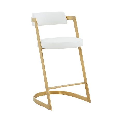 VIG Furniture - Modrest Shandra White Leatherette & Gold Counter Stool - VGRH-RHS-CS-220-PU-WHT-CS