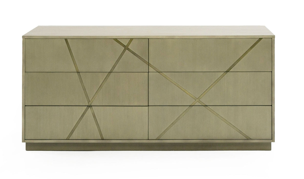 VIG Furniture - Modrest Nixa - Modern Wide Birch + Brushed Bronze Dresser - VGVC-J1909-D-L-BIR