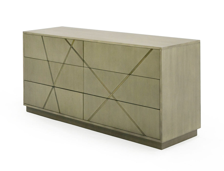 VIG Furniture - Modrest Nixa - Modern Wide Birch + Brushed Bronze Dresser - VGVC-J1909-D-L-BIR