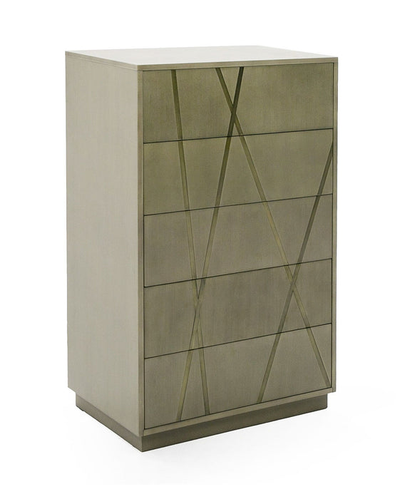 VIG Furniture - Modrest Nixa - Modern Wide Birch + Brushed Bronze Chest - VGVC-J1909-5H-L-BIR - GreatFurnitureDeal