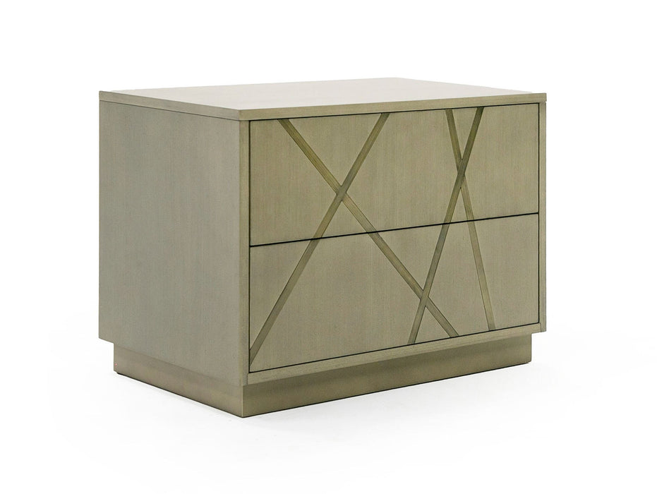 VIG Furniture - Modrest Nixa - Modern Wide Birch + Brushed Bronze Nightstand - VGVC-N1909-L-BIR